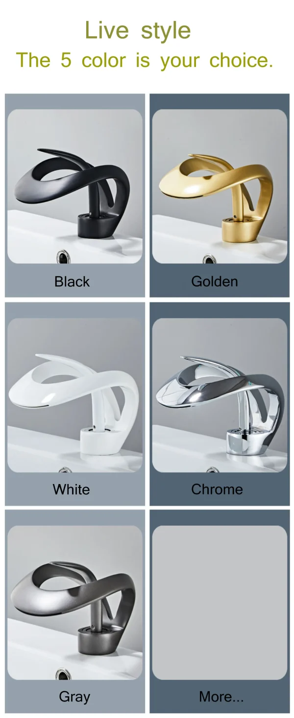 Golden/White Bathroom Basin Faucet Black Bathroom Faucet Brass Creative Grey Sink Mixer Tap Hot & Cold Waterfall Basin Faucet - Image 5