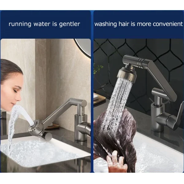 Dual Mode Universal Rotating Faucet Robotic Arm Wash Basin Kitchen Bathroom Hot and Cold Household Basin Wash Basin Sink - Image 2