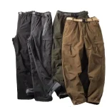 New Winter Waterproof Tooling Pants Thick Warm Fleece Cargo Pants Men Outdoor Multi-pocket Loose Straight Workwear Long cargo pants for men - Image 2