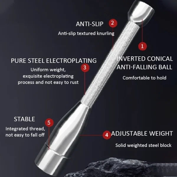 Weighted Fitness Clubbell Adjustable Dumbbell Stick Non-slip Steel Indian Clubs Iran Bar Wrist Arm Strength Training Gym Home - Image 2
