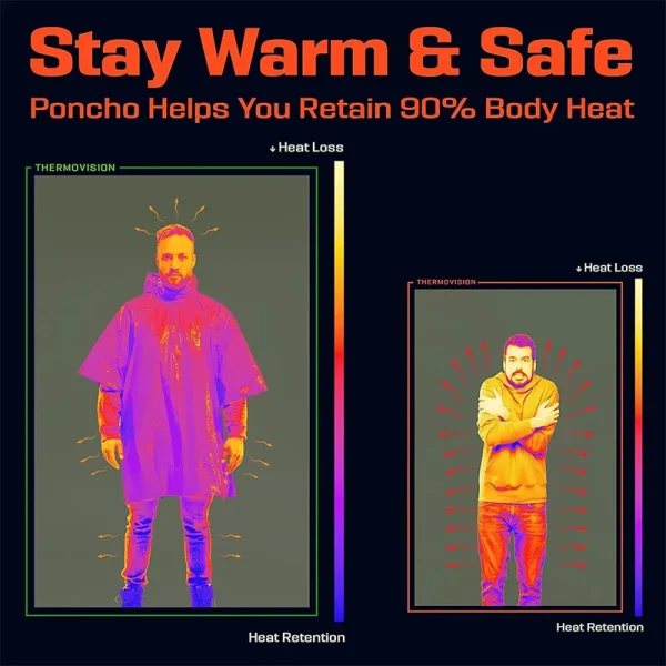 Emergency Rain Poncho Thermal Blanket Poncho Weather Proof Outdoor Survival Camping Gear Survival Gadgets Raincoats For Rain - Image 2