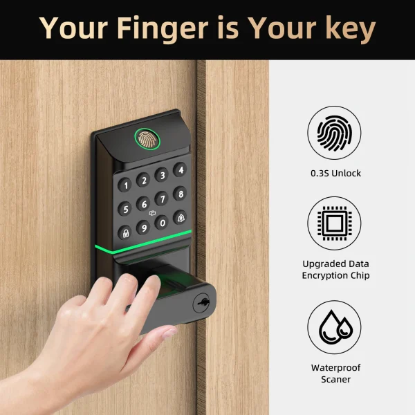Viladepot Smart Lock Fingerprint Door Lock TYPE-C Interface App Control Passcode Unlock Electronic Touchscreen Keypad Handle - Image 4