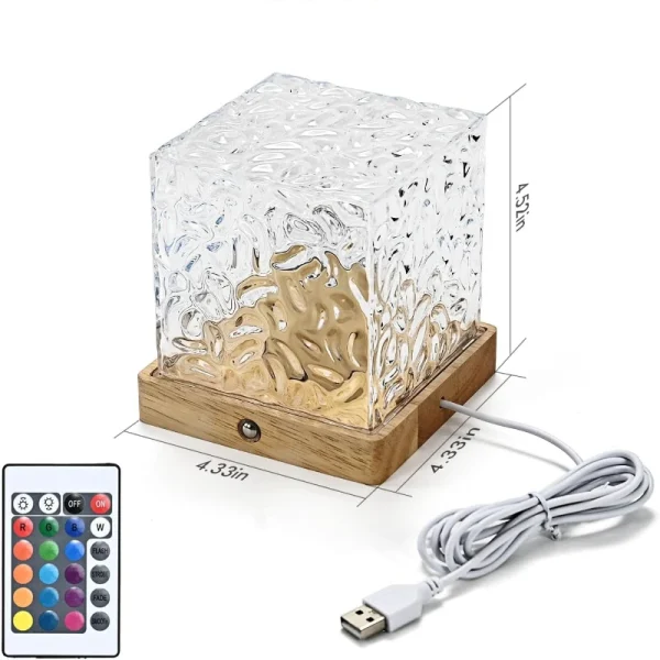 Rotating Water Ripple Table Lamp USB Aurora Night Light Remote Control 16 Colors Change Ocean Wave Cube Desk Light Bedroom Decor - Image 4