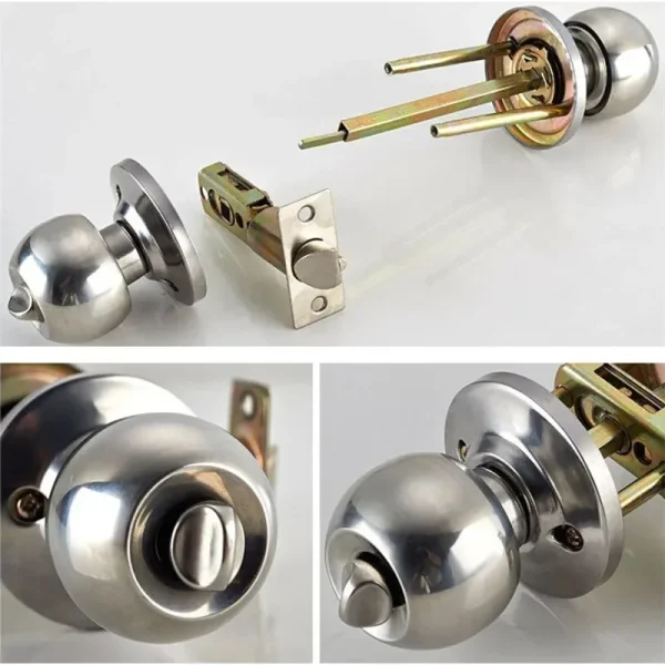 Aluminum Alloy Round Door Knobs Rotation Lock Knobset Handle Metal Door Knob With Key For Bedrooms Living Rooms Bathrooms - Image 2