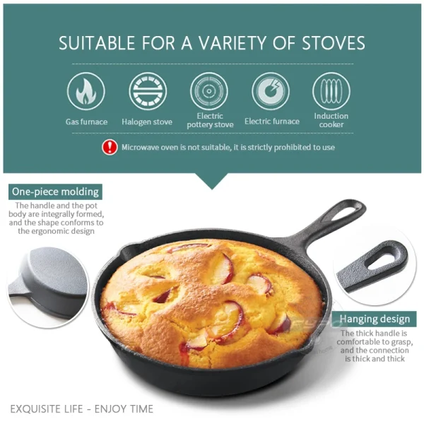 Cast Iron Frying Pan,14/16/20cm Non-stick Skillet Kitchen Fry Pot Breakfast Pan Omelette Pancake Pot Induction Cooking Cookware - Image 4