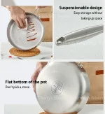 20/24/28cm Frying Pan Non-stick Wok Titanium Stainless Steel Home Egg Steak Skillet Induction Cooker Gas Stove Kitchen Cookware - Image 5