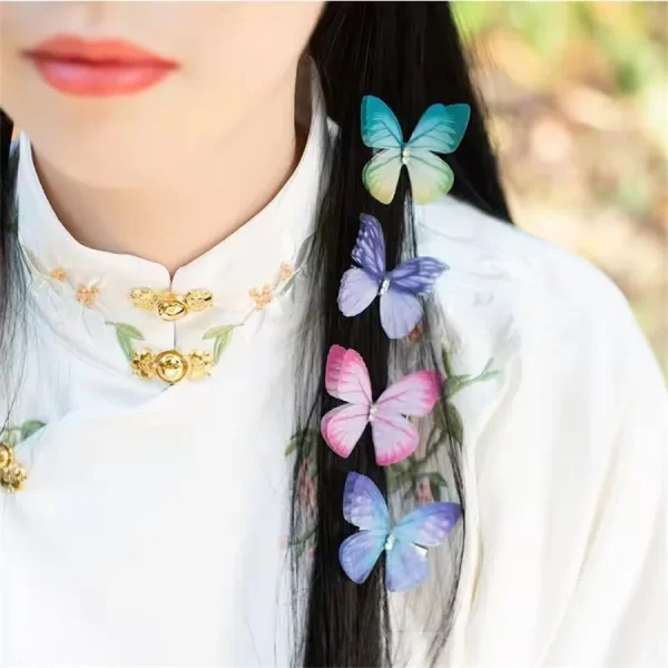 5pcs new style stylish cute princess mesh double layer butterfly cute girl hairpin duckbill chuck headdress accessories set - Image 4