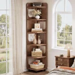 Corner Shelf,Narrow Corner Bookshelf,Freestanding Corner Display Storage Shelf Organizer for Living Room, Kitchen, Office
