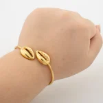 Simple Vintage Water Drop Open Cuff Bangles for Women 2025 Trend Shell Jewellery Geometric Arm Bracelet Aesthetic Jewelry Gifts - Image 4