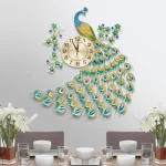 3D European Style Peacock Hanging Clock Wall-mounted Wall Clock Modern Decorative Wall Clock for Office Home Indoor 70 * 65cm