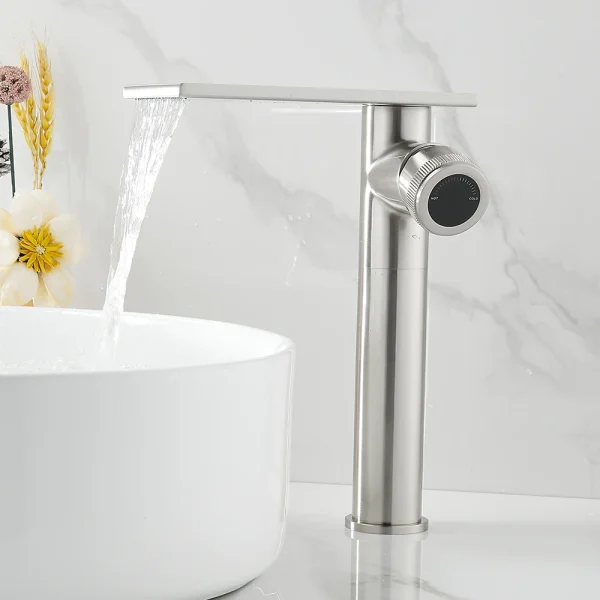 Bathroom Waterfall Basin Sink Faucet Black Faucets Brass Bath Faucet Hot&Cold Water Mixer Vanity Tap Deck Mounted Washbasin tap - Image 4
