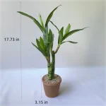 Artificial Lucky Bamboo Plant Green Potted Garden Outdoor Living Room Desktop Aesthetic Space Tropical Rainforest Home Decor - Image 4
