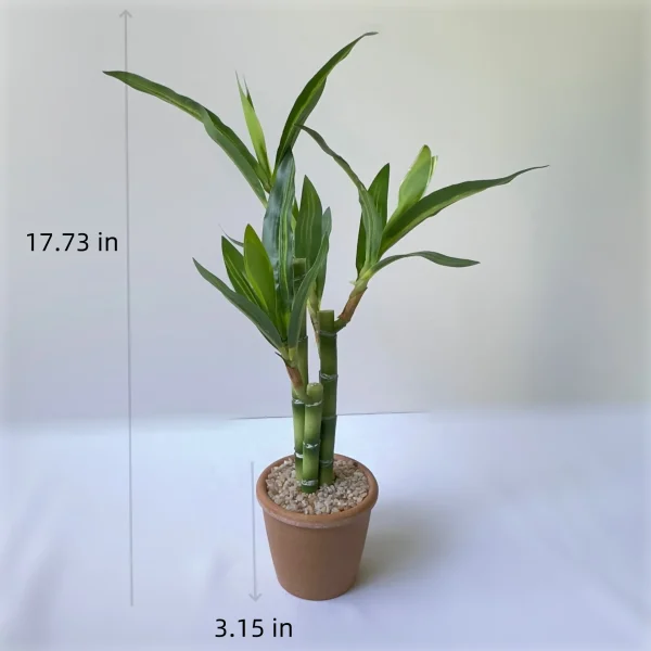 Artificial Lucky Bamboo Plant Green Potted Garden Outdoor Living Room Desktop Aesthetic Space Tropical Rainforest Home Decor - Image 4
