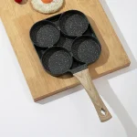 1pc medical stone four-hole omelette pot household non-stick flats-bottomed egg dumpling pot breakfast egg burger frying pan - Image 2