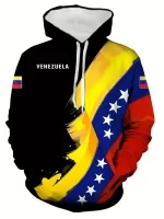 Venezuela Flag Emblem 3d Printed Hoodie Men's Clothing Long Sleeves Drawstring Pullover Sweatshirt Street Sports Casual Top