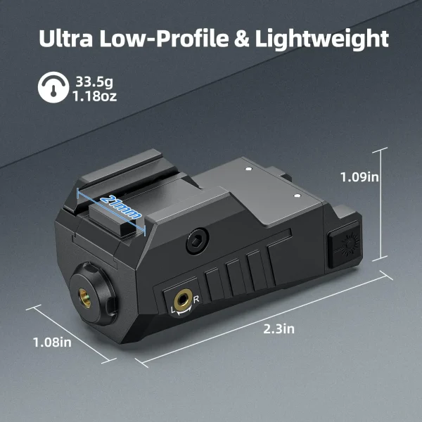 EZshoot Compact Pistol Red Laser Sight with Adjustable Slide Rail Rechargeable Low Profile Laser Compatible with 21MM Picatinny - Image 2