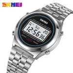 SKMEI 2146 Stainless Steel Men Waterproof Date Alarm Wriswatch reloj hombre Back Light Display Stopwatch Digital Watch