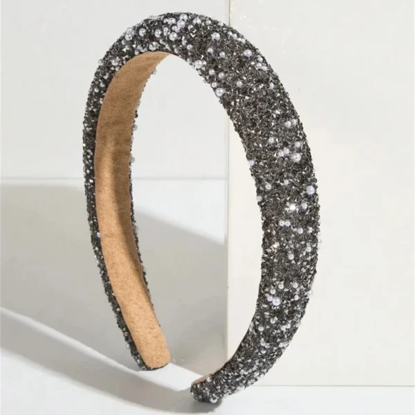 Glamorous Beaded Hairband Bling Crystal Pearl Baroque Headband Wide Cross Headband Sparkly Gorgeous Women Hair Accessories - Image 4
