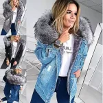 Jackets Women Denim Coat Thick Warm Hooded Fur Collar Single Breasted Full Sleeve Casual Coats Open Stitch Autumn Winter - Image 2