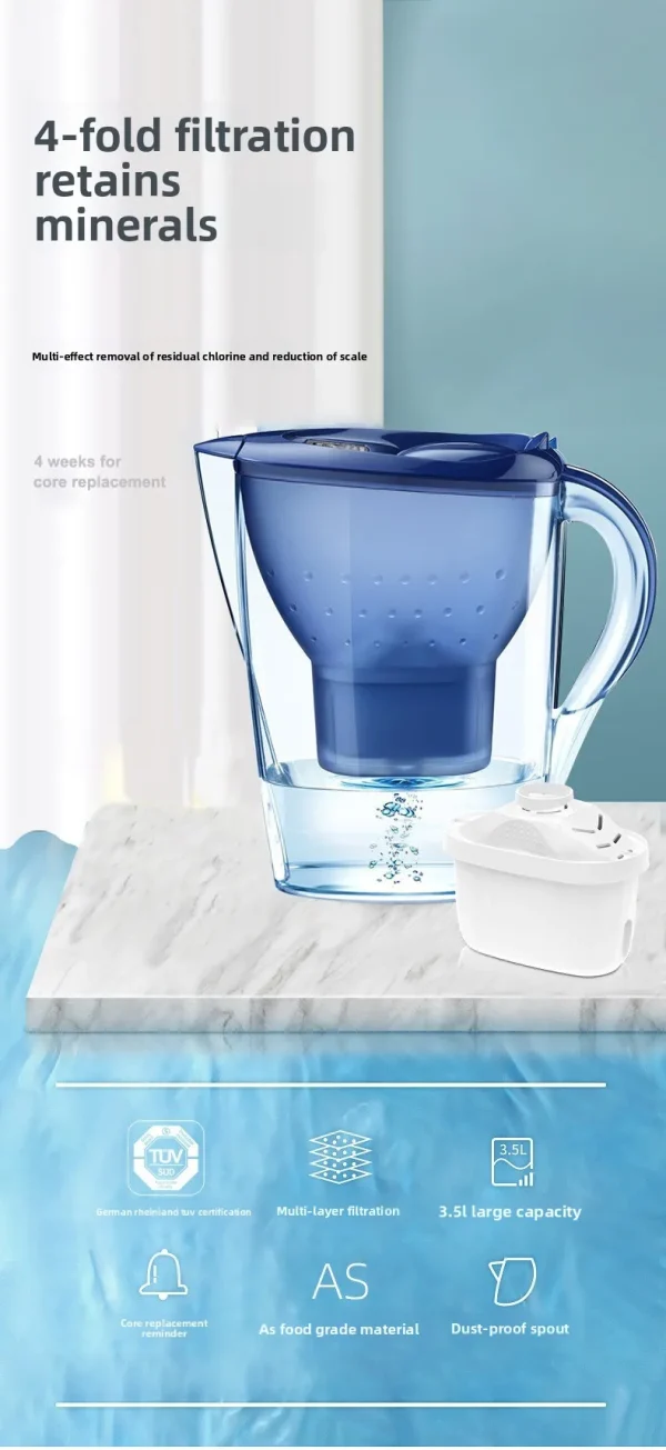 Household kitchen water purifier food grade ABS German large capacity brende filter tap water filter element filter kettle - Image 4