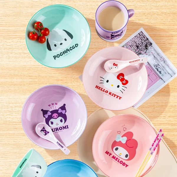 For Sanrio 8inch Ceramic Plates for Melody& Kuromi Cute Pattern Dinner Plate Kitchen Tableware Anime Dessert Dish Holiday Gift - Image 3