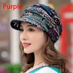 5 Colors Short Wide Brim Floral Print Earflap Hat Ethnic Windproof Foldable Warm Women Autumn Winter Outdoor Daily Cap Free Size - Image 4