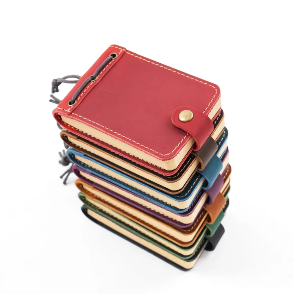 Vintage Retro Handmade Mini Genuine Leather Notebook - Cute Portable Planner Diary Journal Sketchbook Notepad Organizer Statione - Image 5