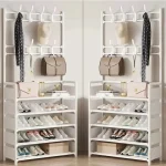 Household integrated multi-functional simple assembly Door storage Shoe rack Shoe hat rack Multi-layer rack - Image 2