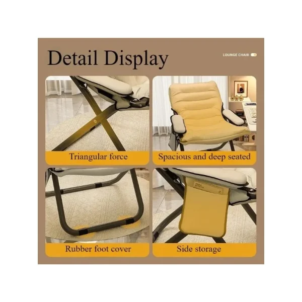 Folding recliner student dormitory computer chair household bedroom lazy small sofa balcony single casual back chair - Image 3