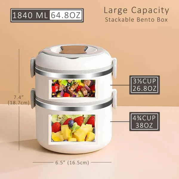 Thermal Insulation Lunch Box Stainless Steel Large Hot Food Thermos Storage Container Work Picnic Portable Vacuum Kid Lunch Box - Image 2