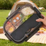 304 stainless steel 5-grid insulated Tiffin box, equipped with chopsticks, spoons, microwave heating, detachable, school office - Image 2