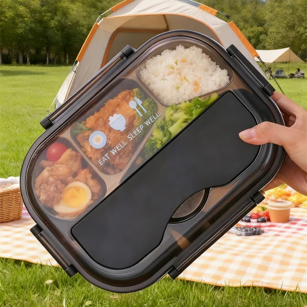 304 stainless steel 5-grid insulated Tiffin  box, equipped with chopsticks, spoons, microwave heating, detachable, school office - Image 2