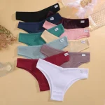 7PCS/Set Women's Waffle Cotton Panty Sexy V Waist Brazilian Panties Female Breathable Soft Underwear Solid Stretch Lingerie - Image 2