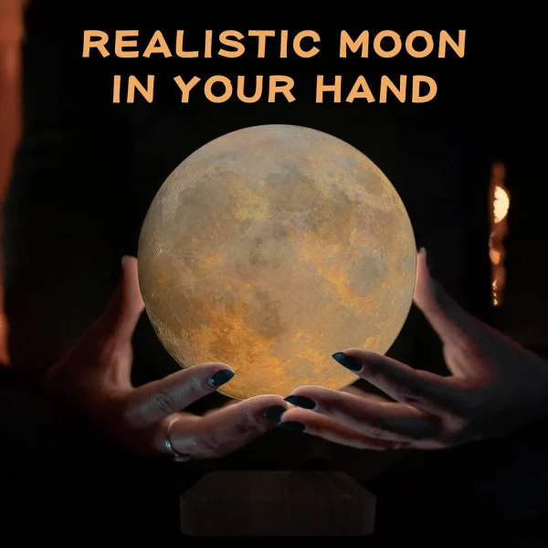 Levitating Moon Magnetic Floating Night Light, 3 Colors Temperature, Creative Table 3D LED Lamp with Wooden Base for Gift Office - Image 4