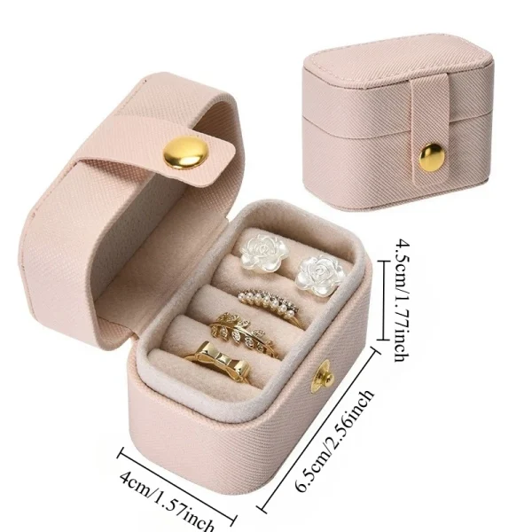 1pc Mini Portable Small Jewelry Storage Bag Travel Simple Leather Ring Necklace Earrings Storage Gift Box Organizer Display Gift Box - Image 5