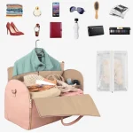 1pc Foldable Women's Travel Convenient Carry-on Clothing Bag Large PU Leather Duffel Bag Women's Business Travel Bag - Image 3