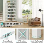 TRIBESIGNS WAY TO ORIGIN 7 Shelf Corner Bookcase, Industrial Corner Bookshelf, 7-Tier Tall Corner Shelf Storage Display Rack - Image 5