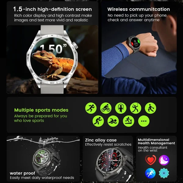 New Watch GT6 Smart Watch Men HD AMOLED Screen GPS Track Always Show Time Heart Rate Bluetooth Call Waterproof Sports Smart watch - Image 2