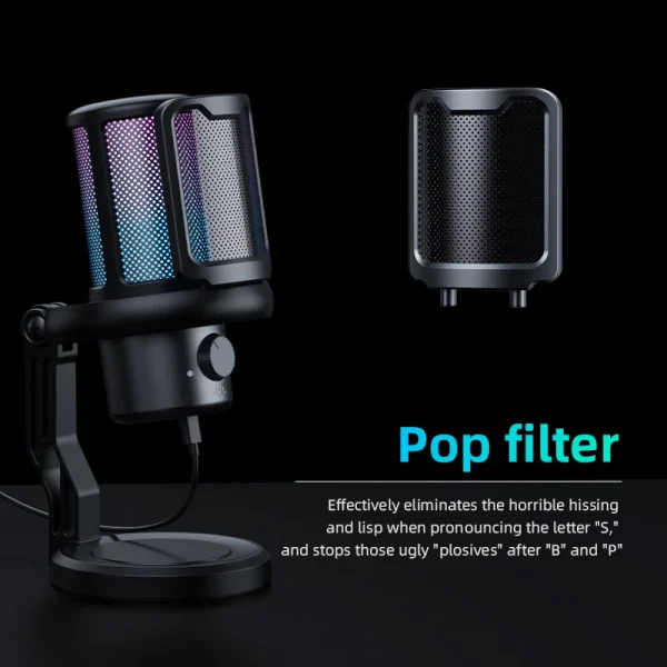 USB Microphone with RGB Control/Headphone jack/Mute,MIC for PC Gaming Recording Streaming - Image 5
