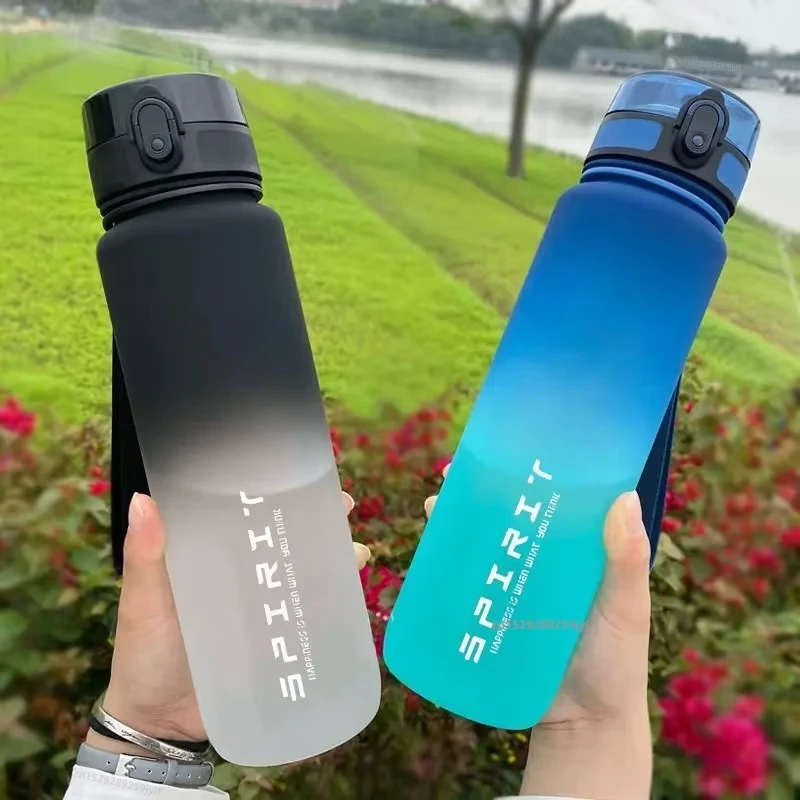 kf-S73cc2f7c829f4c90b3234ecf9cee633a4 1 Liter Large Capacity Sports Water Bottle Leak Proof Colorful Plastic Cup Drinking Outdoor Travel Portable Gym Fitness Jugs - Image 1