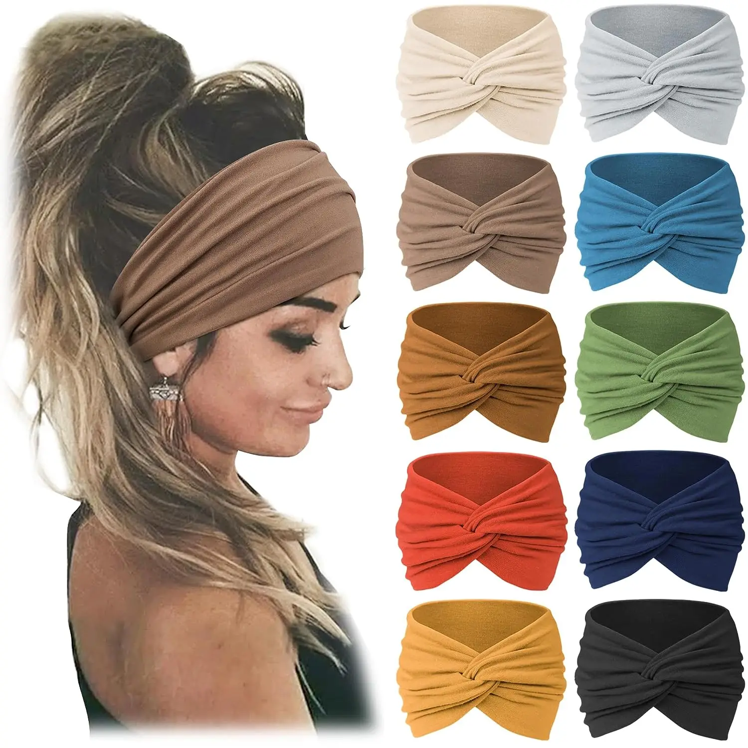 kf-S73ea3e132a274d2b914647902d82d145e Bohemian European and American Sports Hairband Women's Wide Yoga Elastic Running Hair Accessories Headw - Image 1