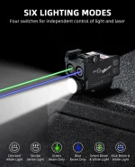Airsoft 700 Lumens Blue Green Laser Tactical Flashlight combo for Pistols compatible with Glock Rail G2C/G3C Picatinny Rail - Image 2