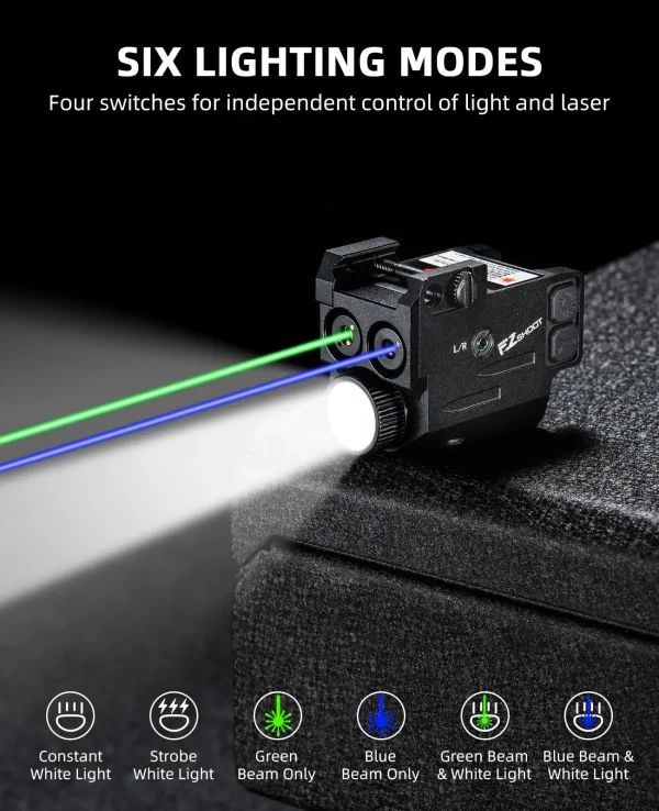 Airsoft 700 Lumens Blue Green Laser Tactical Flashlight combo for Pistols compatible with Glock Rail G2C/G3C Picatinny Rail - Image 2
