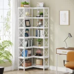 TRIBESIGNS WAY TO ORIGIN 7 Shelf Corner Bookcase, Industrial Corner Bookshelf, 7-Tier Tall Corner Shelf Storage Display Rack - Image 2