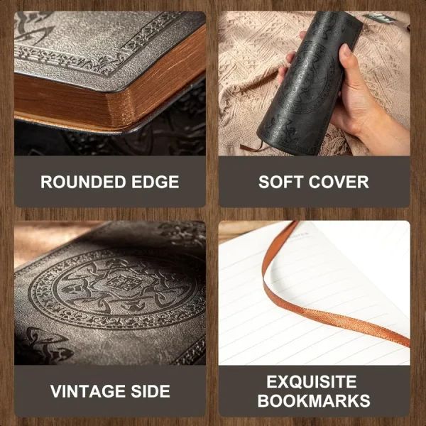 Lined Journal for Men Soft Cover Notebook Leather Journals for Writing 180 Lay Flat Mens Journal Personal Diary 5.7'' X 8.3'' - Image 2