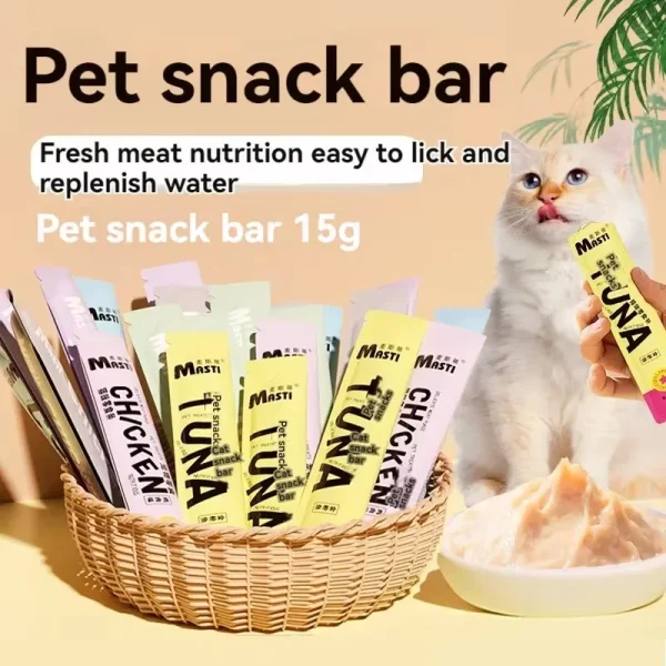Cat snacks cat strips 15g/piece fresh tender chicken tuna cod wet food nutrition replenishment fattening cat food - Image 2