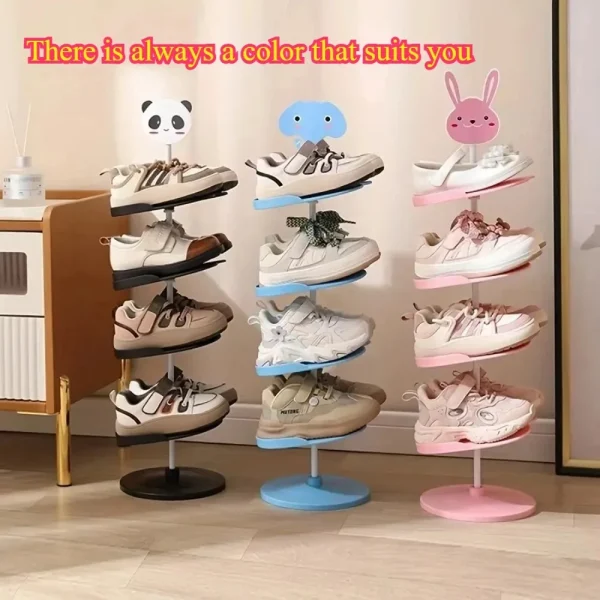 Cartoon Plastic Shoe Rack Large Capacity Multi-layer Shoe Rack Dormitory Convenient Japanese Style Space Children's Shoe Rack - Image 2