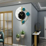 22" Marble Wall Clock Nordic Style Creative Luxury Wall Clock Silent Non-Ticking Silent Battery Operated Living Room Mid Century