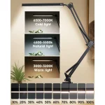 LED Desk Lamp with Clamp 10W Swing Arm Desk Lamp Eye-Caring Dimmable Desk Light with 10 Brightness Level, 3 Lighting Modes - Image 2