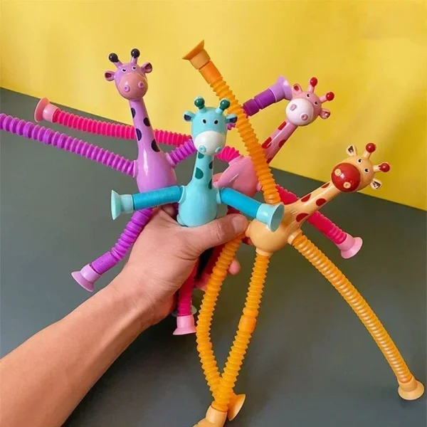 Children Suction Cup Toys Pop Tubes Stress Relief Telescopic Giraffe Hand Toys Sensory Bellows Toys Anti-stress Squeeze Toy Gift - Image 3